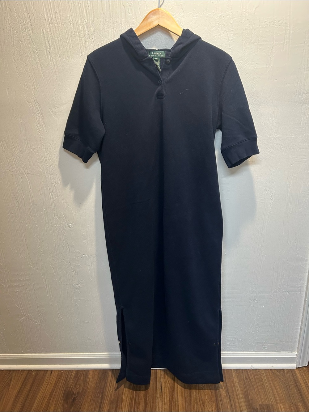 Vintage Lauren Ralph Lauren Hooded Polo Style Sweatshirt Dress Lounge Comfy Cozy